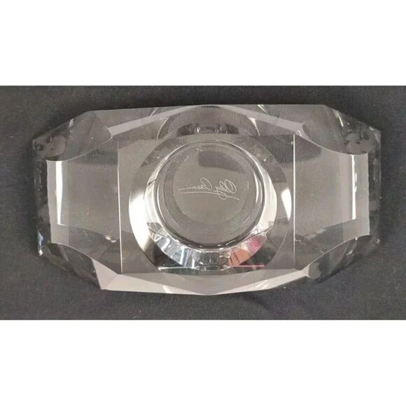 Oleg Cassini Crystal Tea Light Votive Signed Faceted Curve Candle Holder - Picture 5 of 16